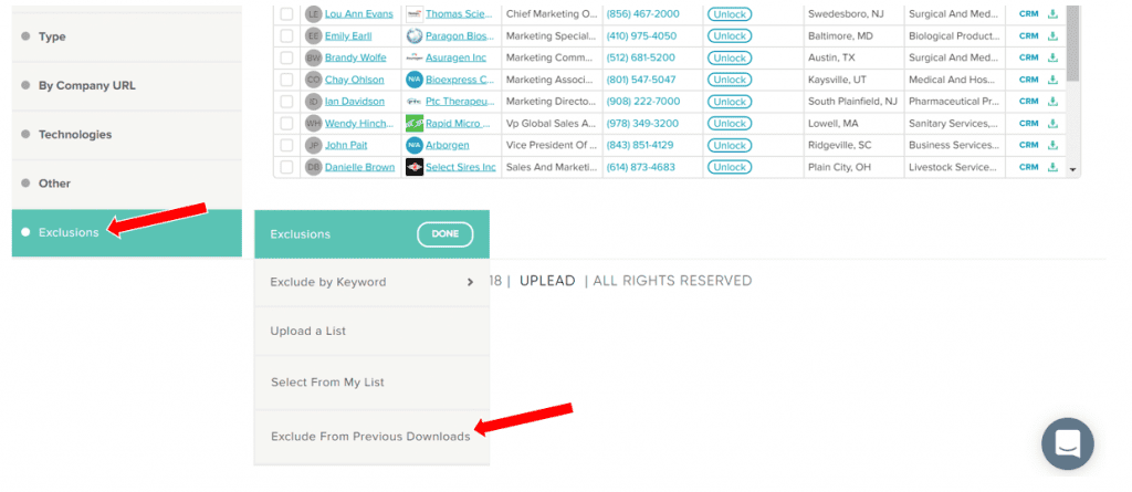 Pro-Tip: Exclude Certain Leads from Appearing in your List | UpLead