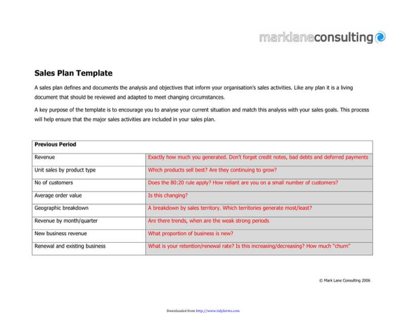 sales plan template sales plan template