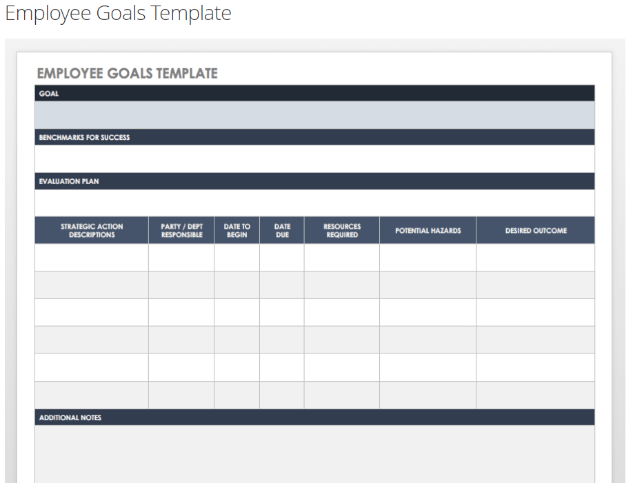 sales goals template