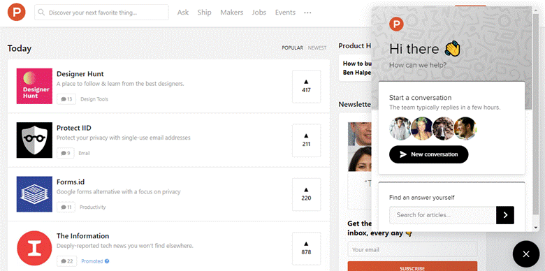 Product Hunt Screenshot Live Chat