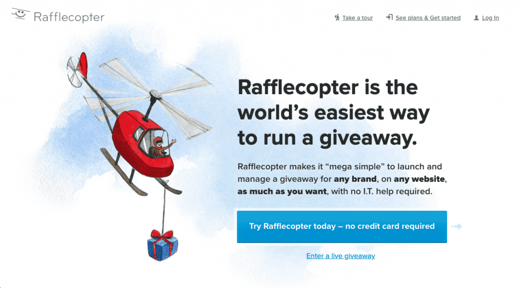 Runcopter is a great lead gen tool that generates leads through giveaways