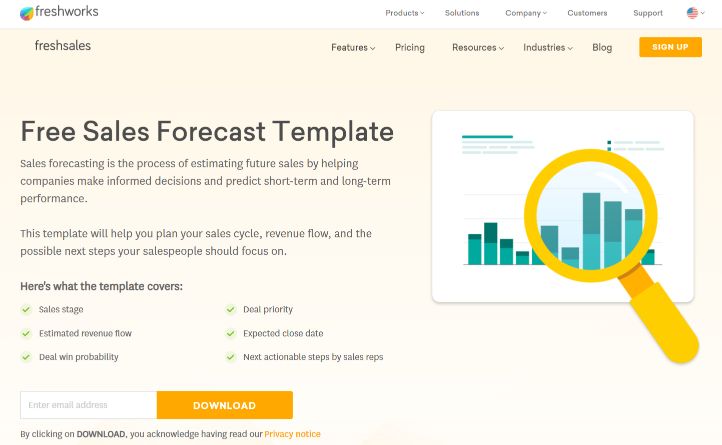 Sales Forecast Template by Freshworks