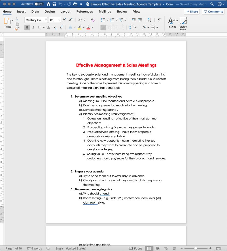 Sales Meeting Agenda Template Word from www.uplead.com