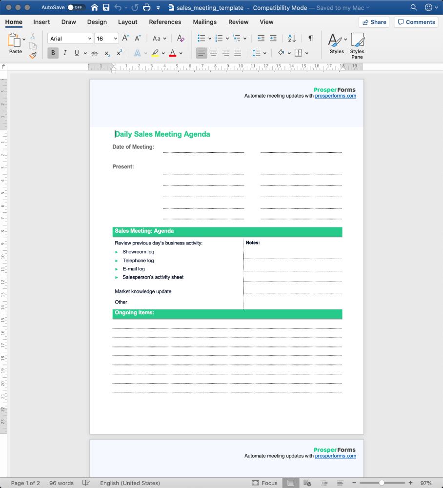 Sales Meeting Agenda Template