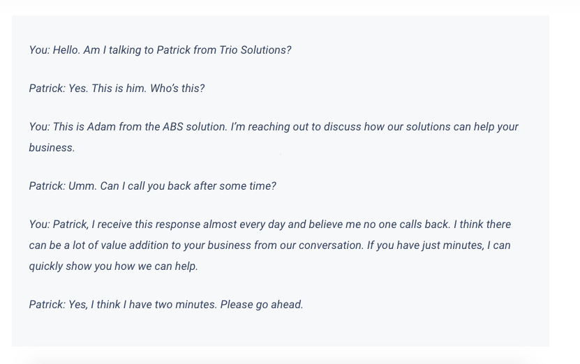 Let's take the cold calling script and go a little bit deeper this