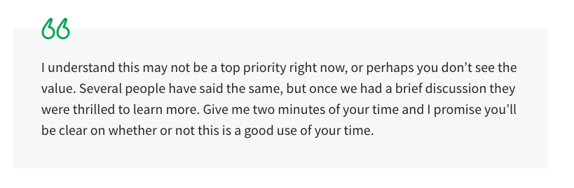 i_don’t_have_time”_script Respond to the most usual obstacle during a cold call.