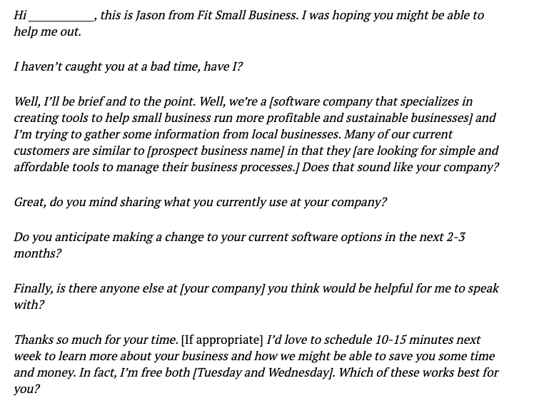 Let's take the cold calling script and go a little bit deeper this