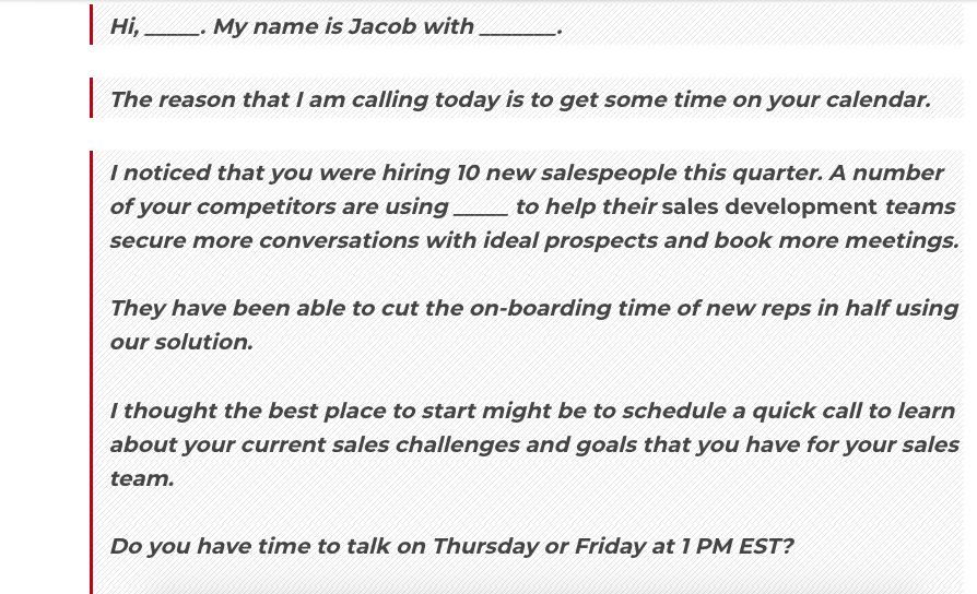 Let's take the cold calling script and go a little bit deeper this