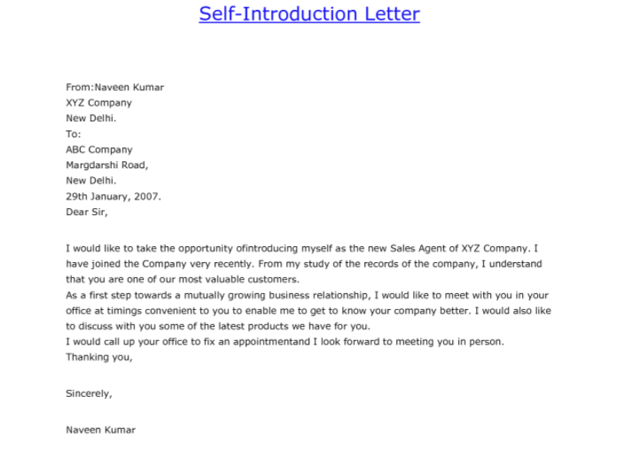 Letter self to clients introduction Sample Self