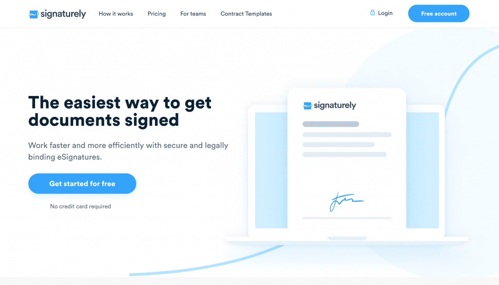 Signaturely is an easy-to-use online signature software