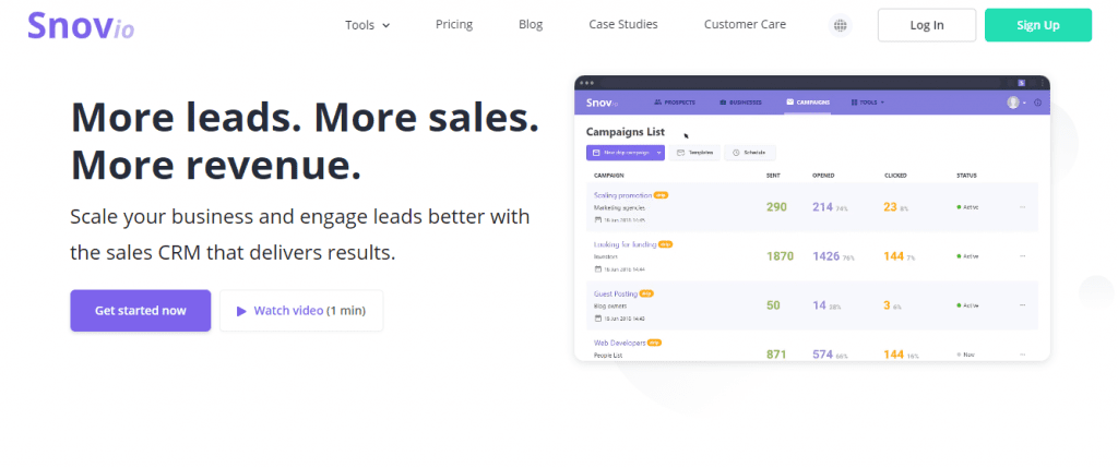 Snov.io is perfect for managing cold email campaigns and generate leads.
