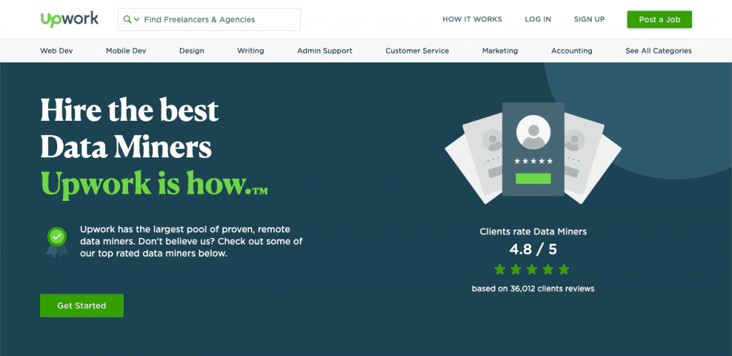 upwork-data-miners Screencap of UpWork's best data miners.