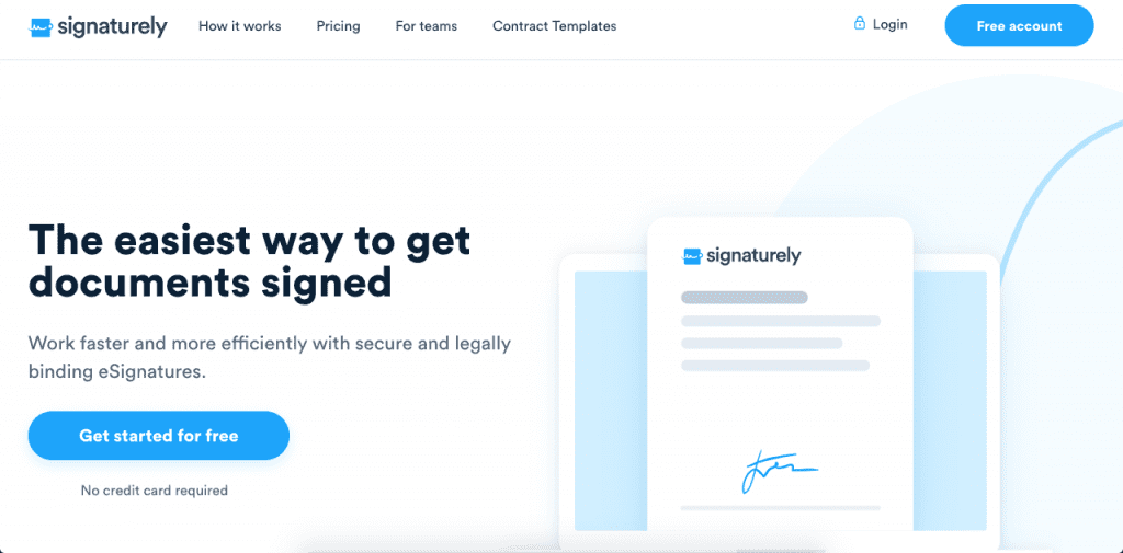 Signaturely is a simple and effective way to get paperless online signatures with legal validity.