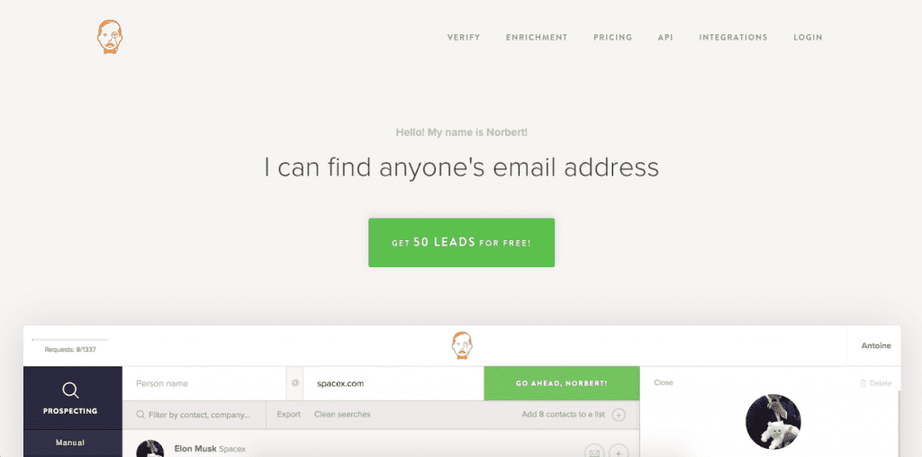 Voila Norbert is another email lookup tool catering to small and large businesses alike