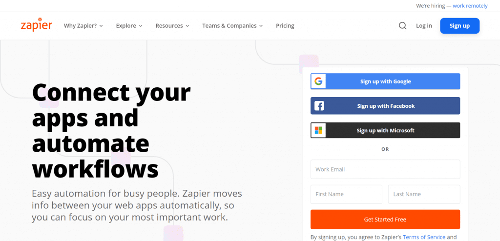 Zapier is an automation tool that allows you to seamlessly integrate all your apps, running them on autopilot. 