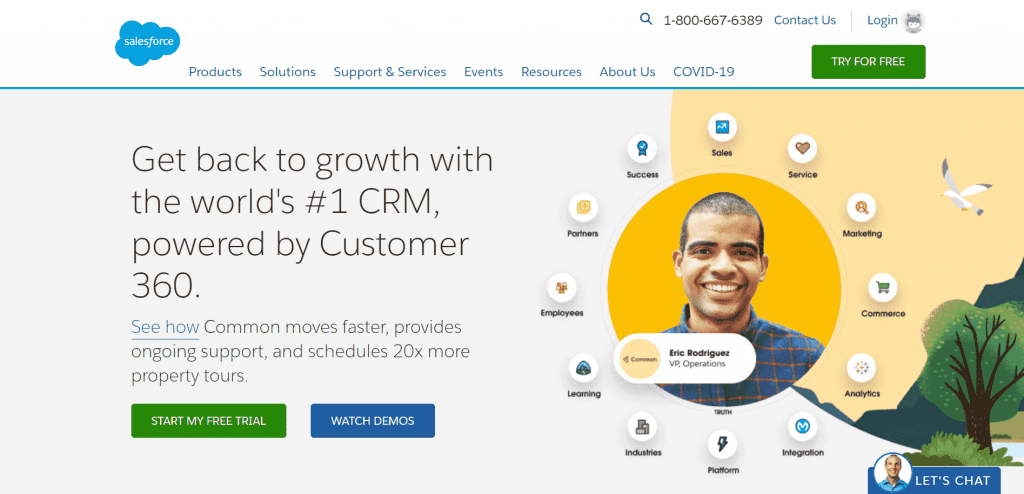 Salesforce is a CRM SaaS platform that helps 150,000+ businesses worldwide effectively streamline marketing and sales.