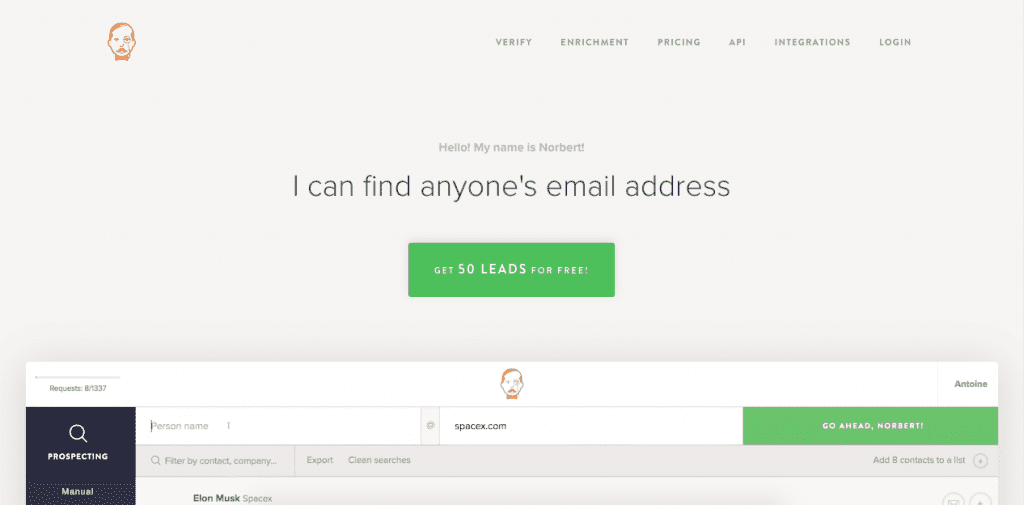 Voila Norbert is a email lookup tool if you already know who you’re searching for.