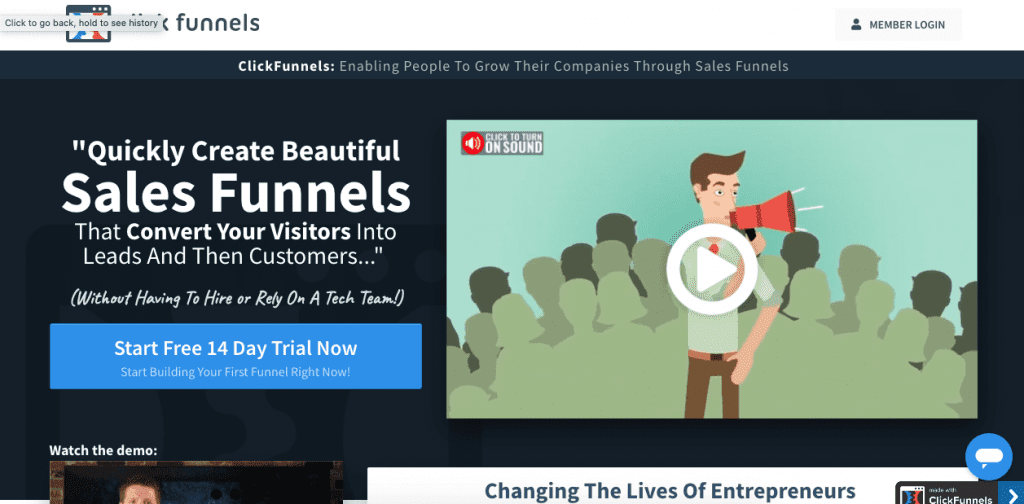 ClickFunnels is a sales funnel builder designed to help businesses automate their sale process from start to finish