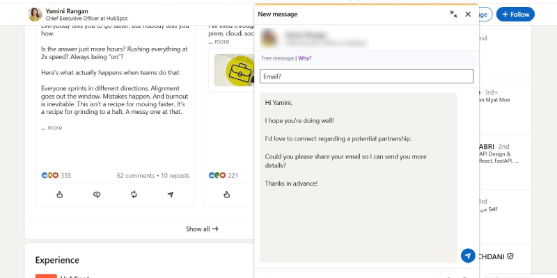 Direct message CEO on LinkedIn