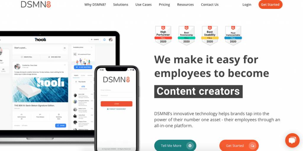 DSMN8 is a powerful, all-in-one employee influencer platform fully focused on engagement.