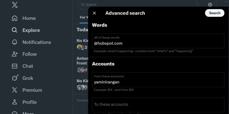 X's advanced search
