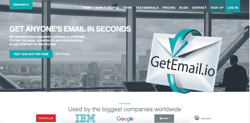 GetEmail.io is a French startup with a very simple and powerful email lookup tool.