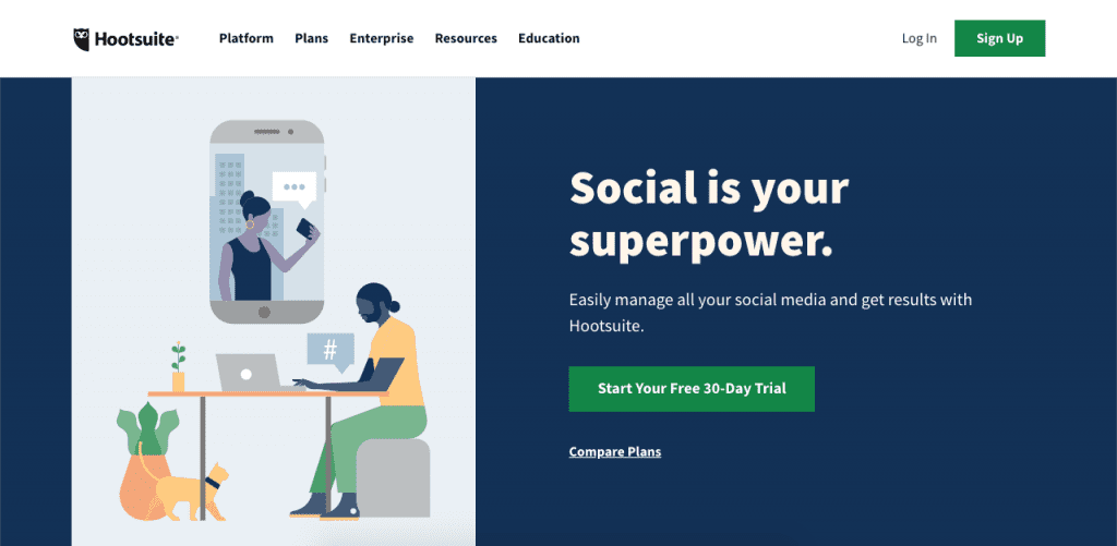 Hootsuite is a robust management tool with powerful social media capabilities.