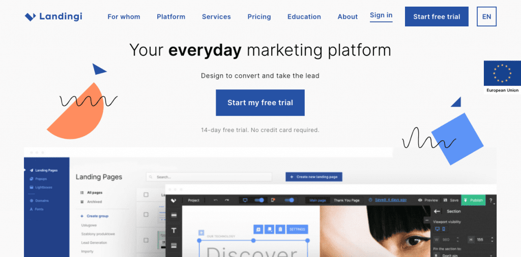 If what you want is a page builder that’s easy to use, Landingi is a great option for landing page design.