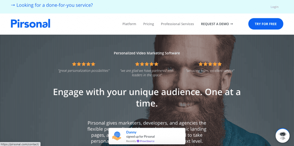 Pirsonal is a great tool for any company seeking to develop marketing videos quickly and easily.