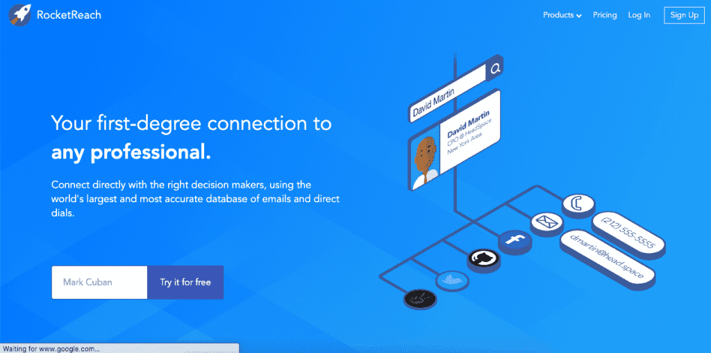 RocketReach offers its users access to a database of over 430 million contacts with both personal and professional email addresses.