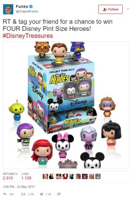 Using social media, Funko hosts giveaways with just a couple of steps to win