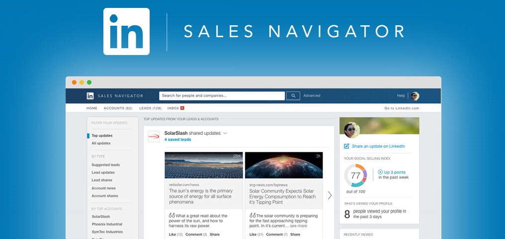 LinkedIn Sales Navigator allows you to use LinkedIn as a fully fledged business database