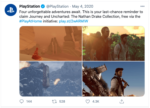 Playstation uses its social media to tease new releases, engage with its community, and even get people hyped up about its next big products.