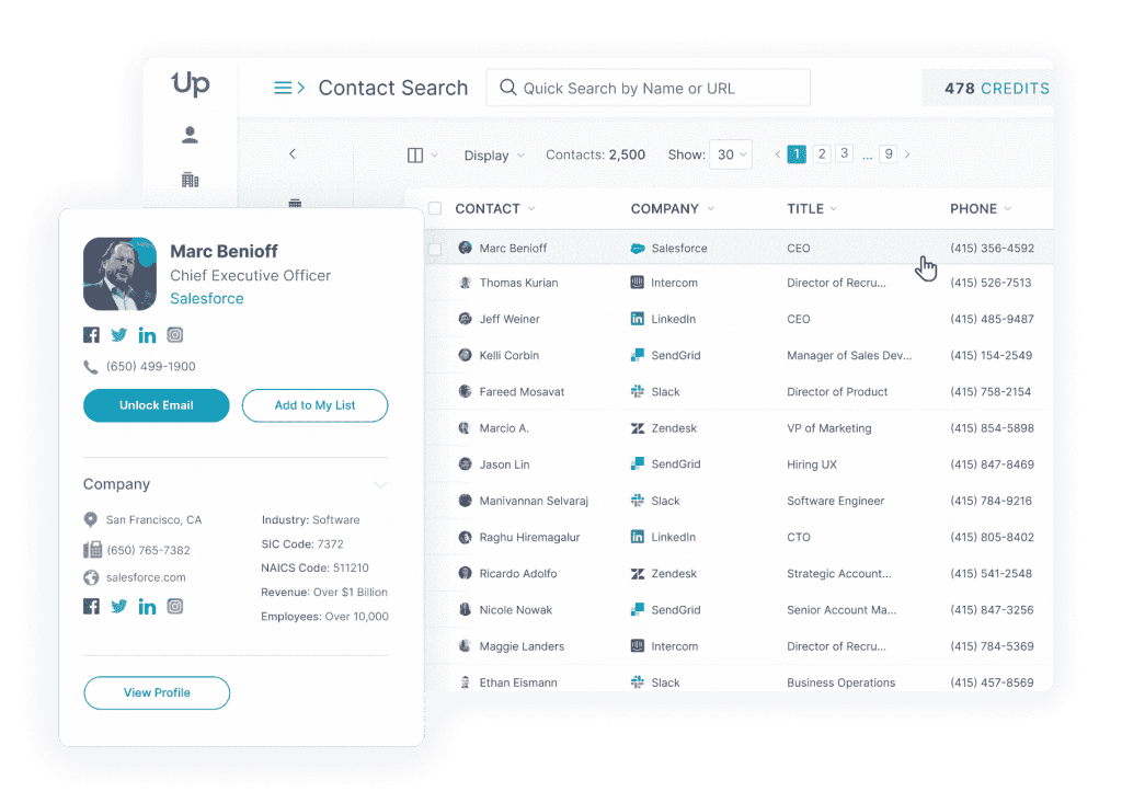 uplead-lead-generation UpLead allows you to find someone's phone number and email address to contact potential leads.