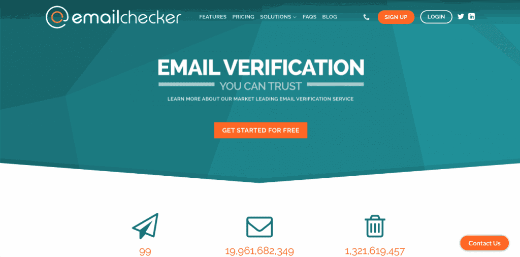 Email Checker is another popular email verification tool, with almost 20 billion emails processed to date.