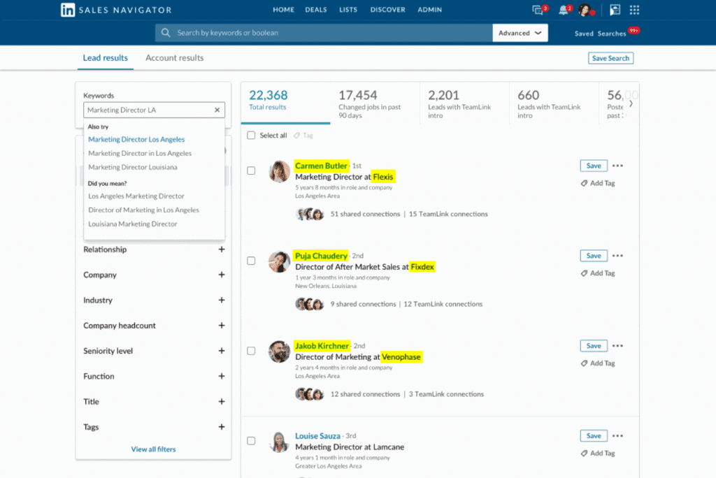 LinkedIn Sales Navigator allows you to access additional information about LinkedIn contacts you aren’t connected with