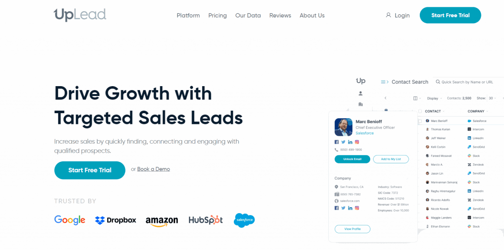 UpLead allow you to quickly and easily find the right leads for your business 