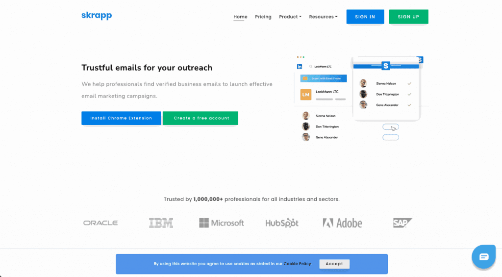 Skrapp is a tool for finding sales leads that was created specifically to find a LinkedIn email address