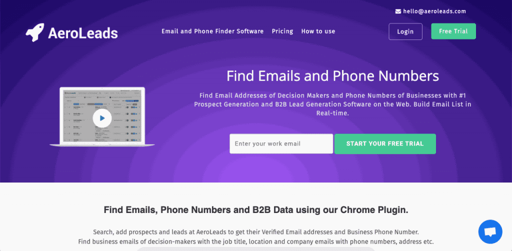 AeroLeads' chrome plugin lets you find someone's phone number by looking at their professional online profiles.