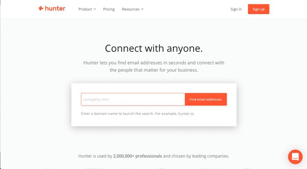 hunter-email-database Hunter allows a business to generate an email database for their sales purposes.