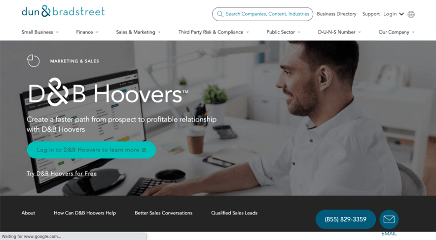 D&B Hoovers has a database of 120 million business records and analytics to extract email addresses from.