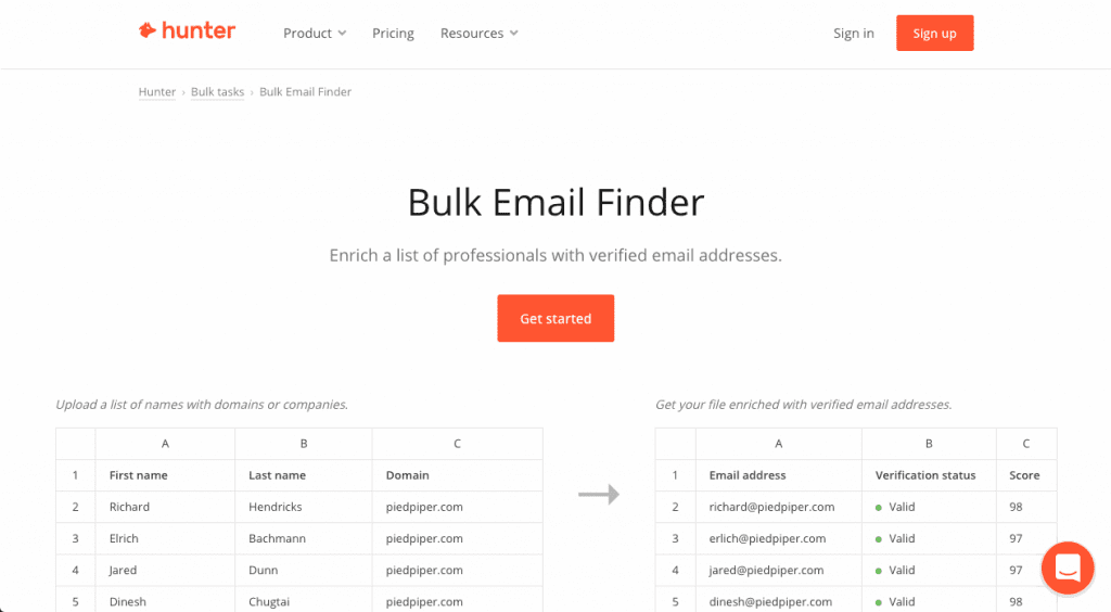 Hunter is the leading solution to find and verify professional email addresses