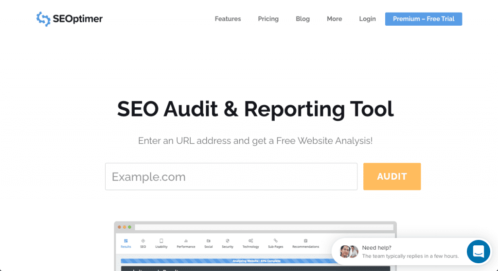 SEOptimer is a free SEO Audit Tool that will perform a detailed SEO Analysis across 100 website data points