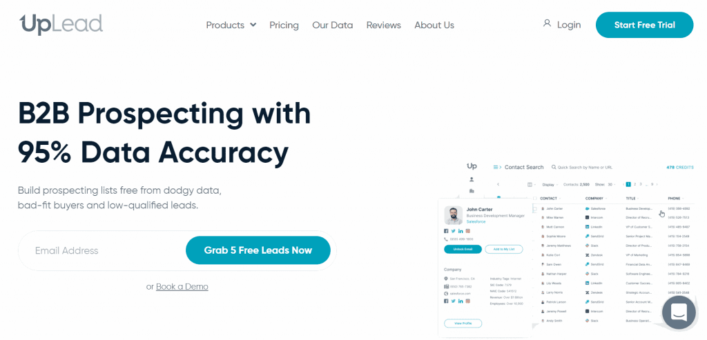 UpLead is a B2B lead generation software that provides high quality B2B contact & company