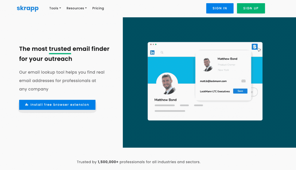 Skrapp.io is an Email Finder for B2B sales and email marketing