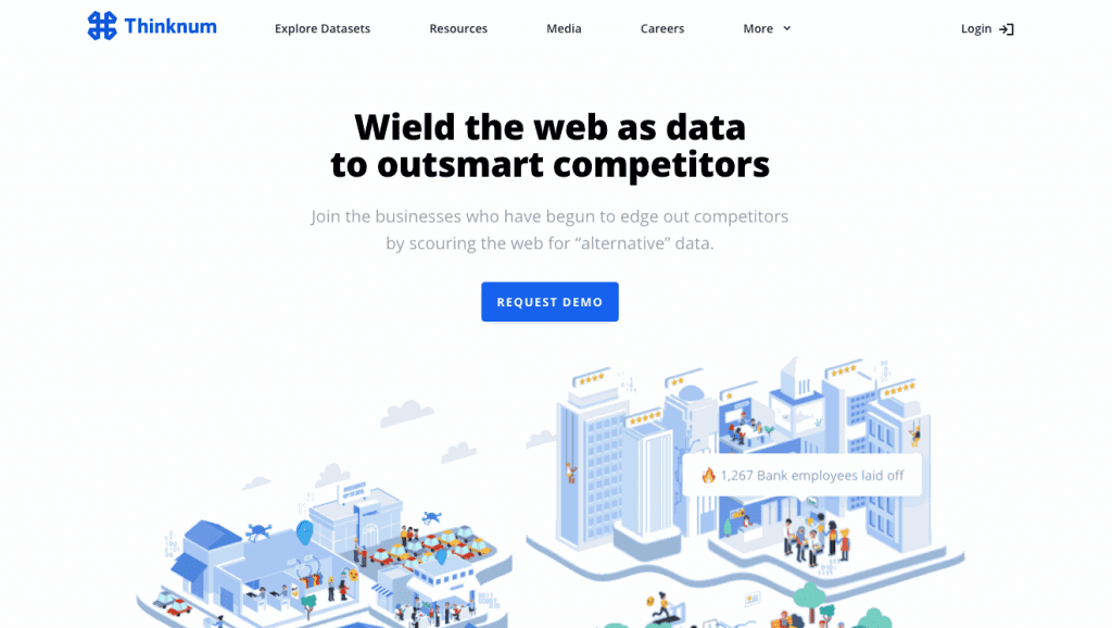 Thinknum is a fairly new data startup that focuses on collecting and analyzing public data. 