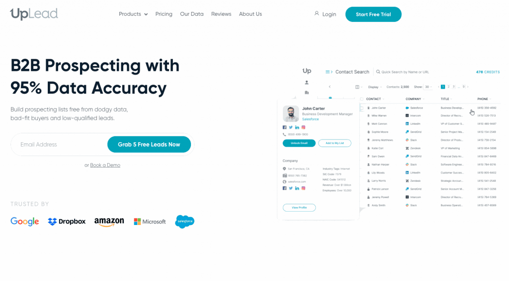 UpLead is one of the best B2B lead generation tools to create and generate quality leads because of its capabilities and quality of data.