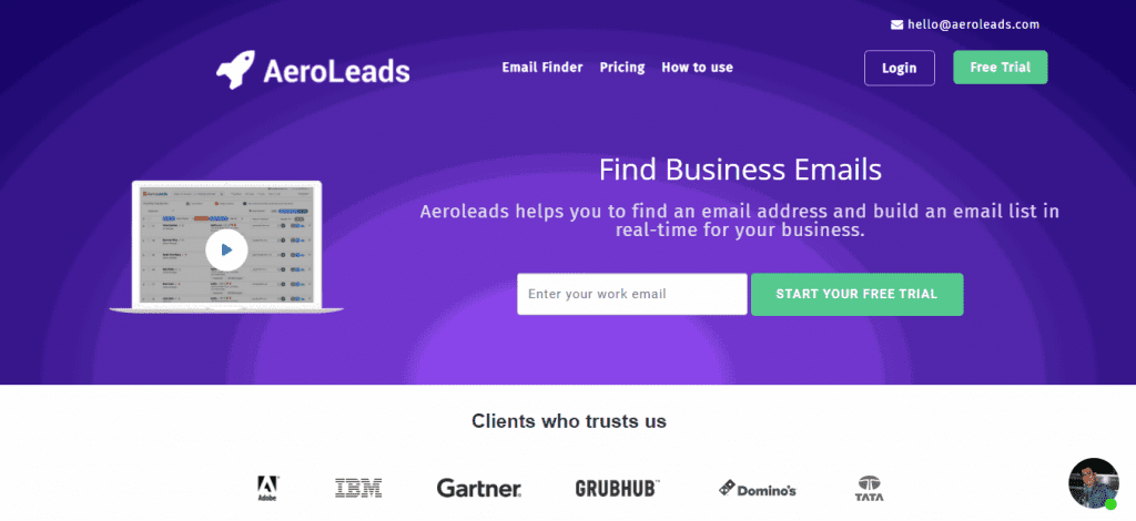 AeroLeads Email Finder is used by hundreds of businesses, online marketers, sales teams, recruiters to find business details and b2b data.
