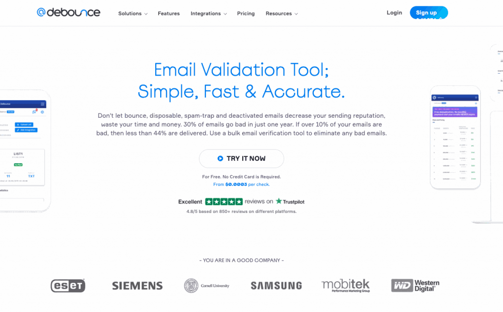 DeBounce email list cleaning service allows you to upload and verify lists of email addresses quickly and securely
