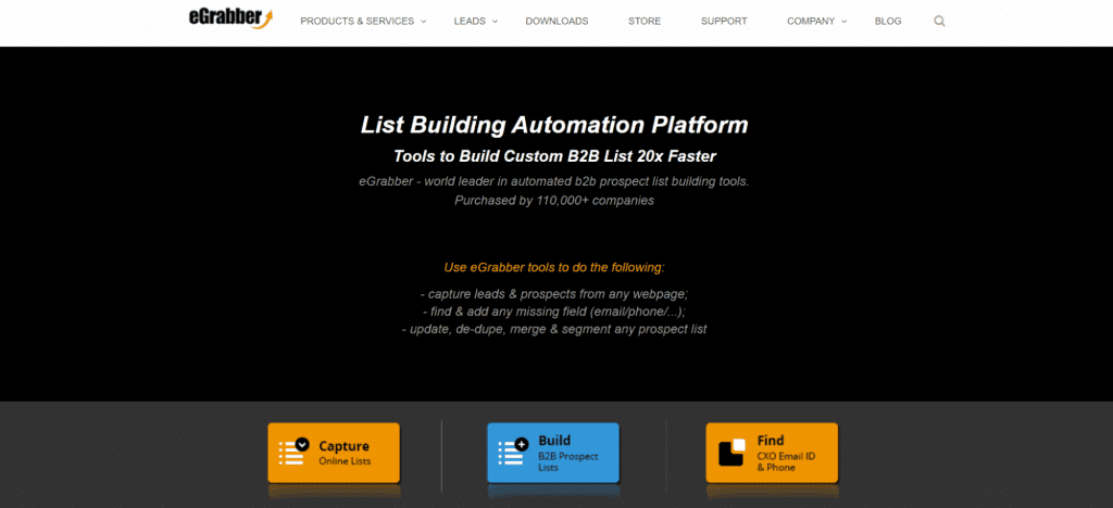 eGrabber is a great solutions to build custom B2B prospecting lists in-house